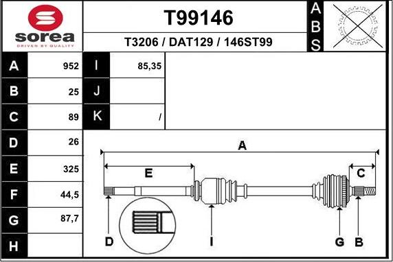 EAI T99146 - Arbre de transmission cwaw.fr