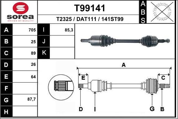 EAI T99141 - Arbre de transmission cwaw.fr