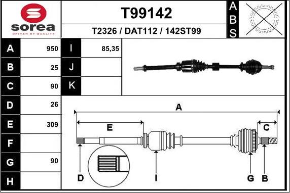 EAI T99142 - Arbre de transmission cwaw.fr