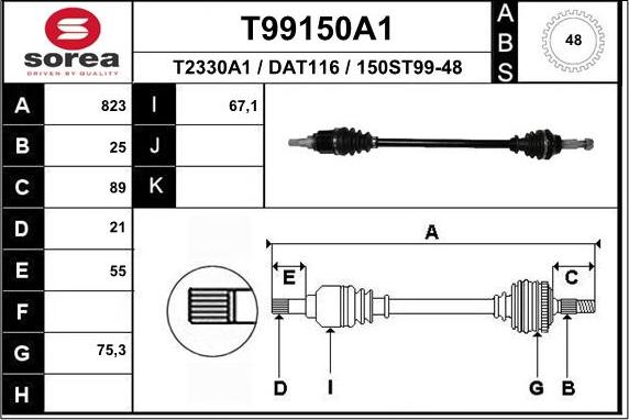 EAI T99150A1 - Arbre de transmission cwaw.fr