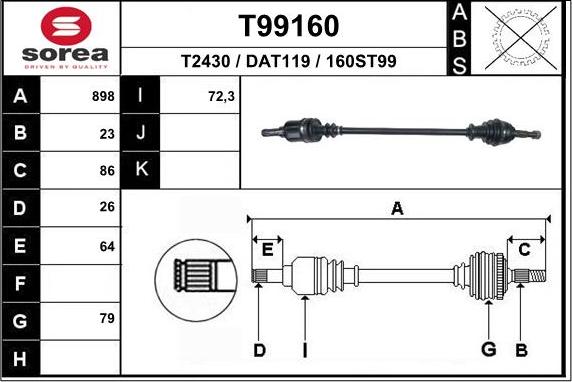 EAI T99160 - Arbre de transmission cwaw.fr