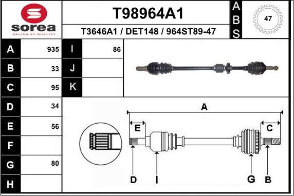 EAI T98964A1 - Arbre de transmission cwaw.fr