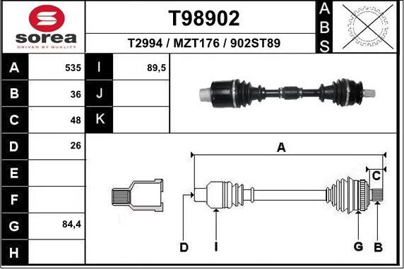 EAI T98902 - Arbre de transmission cwaw.fr