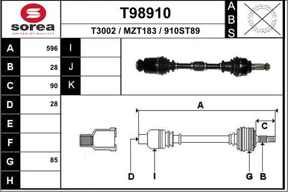 EAI T98910 - Arbre de transmission cwaw.fr