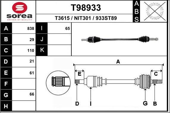 EAI T98933 - Arbre de transmission cwaw.fr