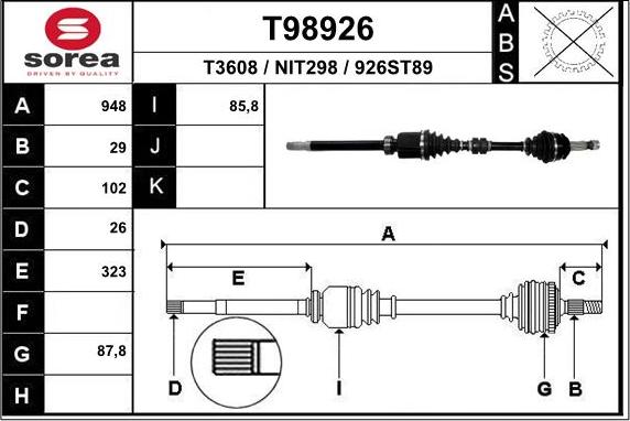 EAI T98926 - Arbre de transmission cwaw.fr