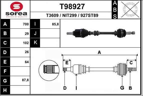 EAI T98927 - Arbre de transmission cwaw.fr