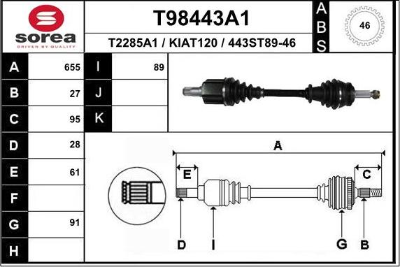 EAI T98443A1 - Arbre de transmission cwaw.fr