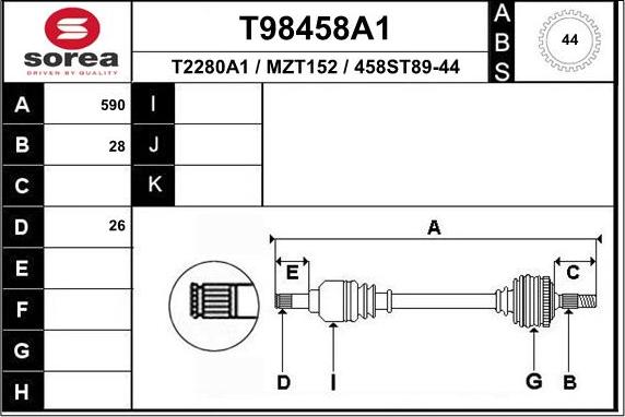 EAI T98458A1 - Arbre de transmission cwaw.fr