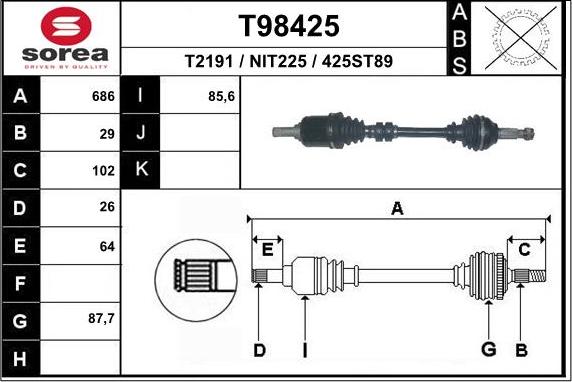 EAI T98425 - Arbre de transmission cwaw.fr