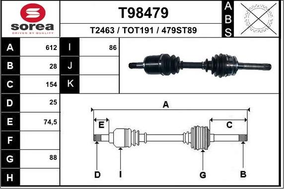 EAI T98479 - Arbre de transmission cwaw.fr