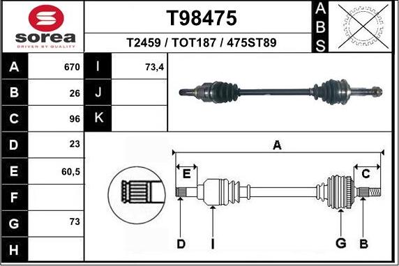 EAI T98475 - Arbre de transmission cwaw.fr