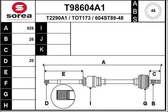 EAI T98604A1 - Arbre de transmission cwaw.fr