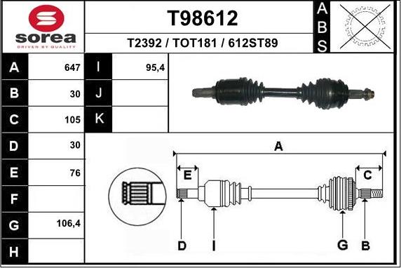 EAI T98612 - Arbre de transmission cwaw.fr