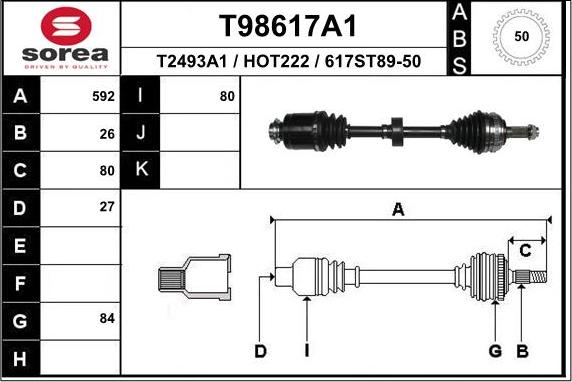 EAI T98617A1 - Arbre de transmission cwaw.fr