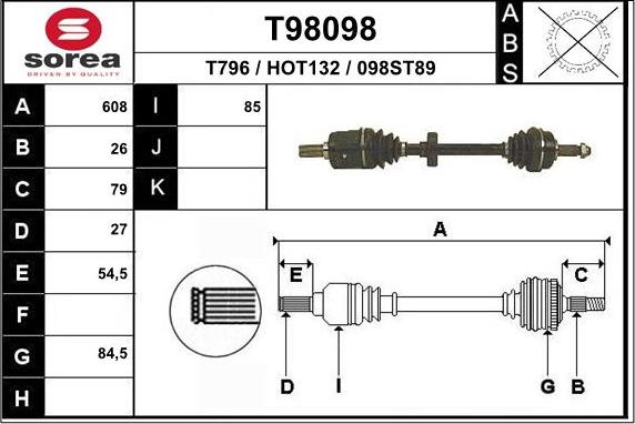 EAI T98098 - Arbre de transmission cwaw.fr