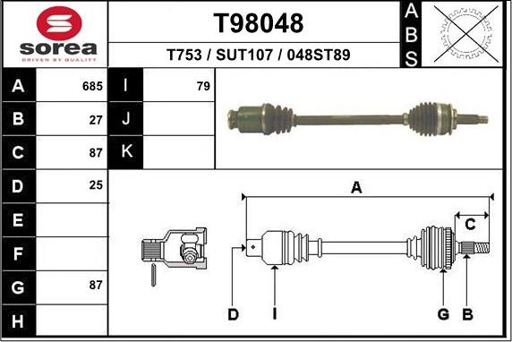 EAI T98048 - Arbre de transmission cwaw.fr