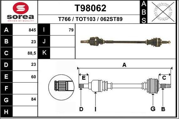 EAI T98062 - Arbre de transmission cwaw.fr