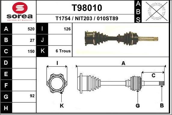 EAI T98010 - Arbre de transmission cwaw.fr