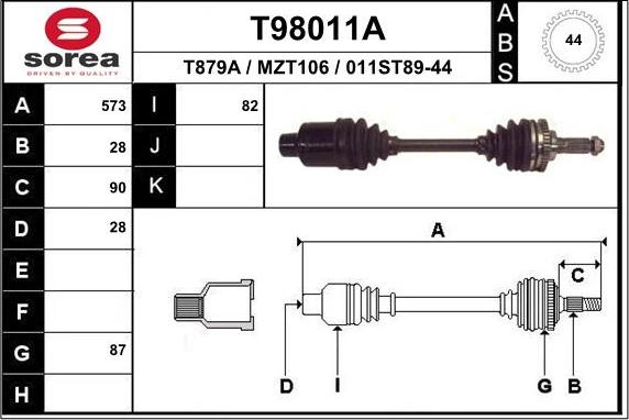 EAI T98011A - Arbre de transmission cwaw.fr