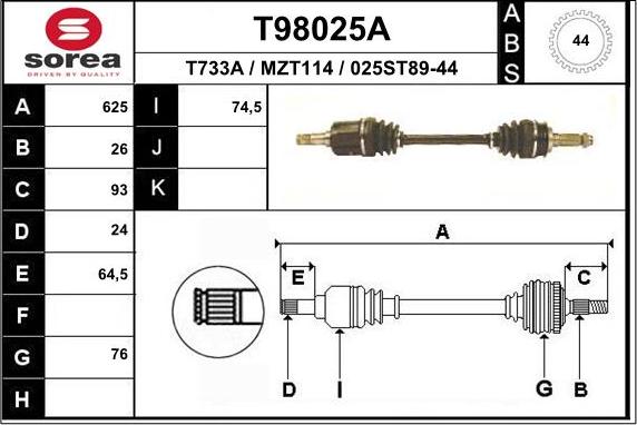 EAI T98025A - Arbre de transmission cwaw.fr