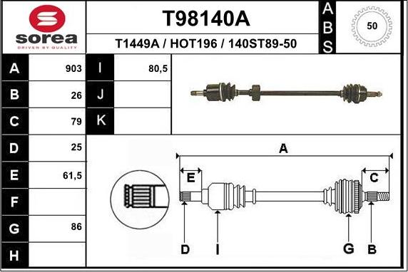 EAI T98140A - Arbre de transmission cwaw.fr