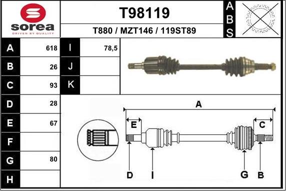 EAI T98119 - Arbre de transmission cwaw.fr