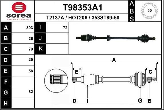 EAI T98353A1 - Arbre de transmission cwaw.fr