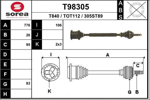 EAI T98305 - Arbre de transmission cwaw.fr