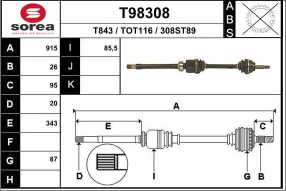 EAI T98308 - Arbre de transmission cwaw.fr