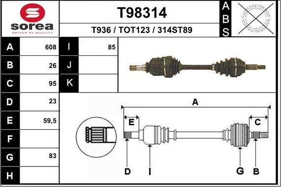 EAI T98314 - Arbre de transmission cwaw.fr