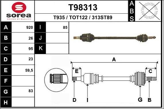 EAI T98313 - Arbre de transmission cwaw.fr