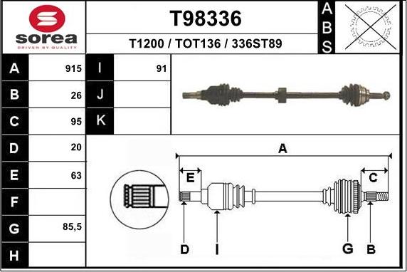 EAI T98336 - Arbre de transmission cwaw.fr