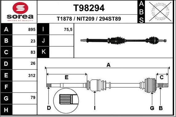 EAI T98294 - Arbre de transmission cwaw.fr