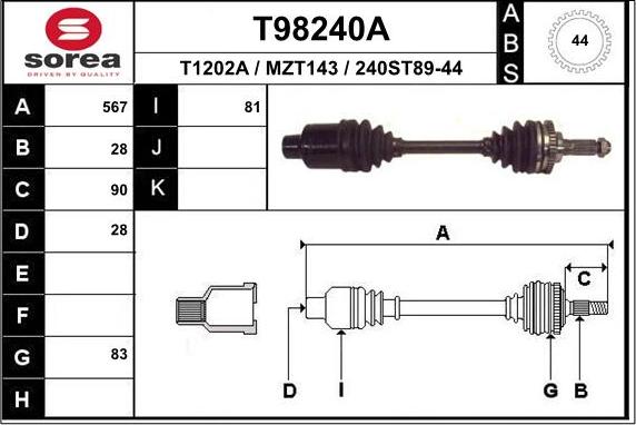 EAI T98240A - Arbre de transmission cwaw.fr