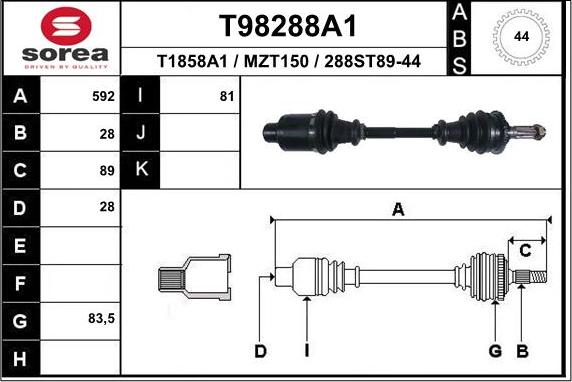 EAI T98288A1 - Arbre de transmission cwaw.fr