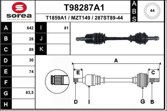 EAI T98287A1 - Arbre de transmission cwaw.fr