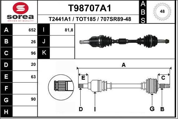 EAI T98707A1 - Arbre de transmission cwaw.fr