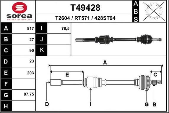 EAI T49428 - Arbre de transmission cwaw.fr