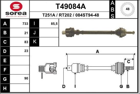 EAI T49084A - Arbre de transmission cwaw.fr