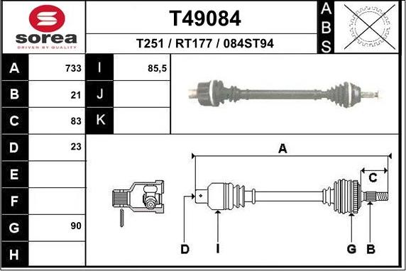 EAI T49084 - Arbre de transmission cwaw.fr