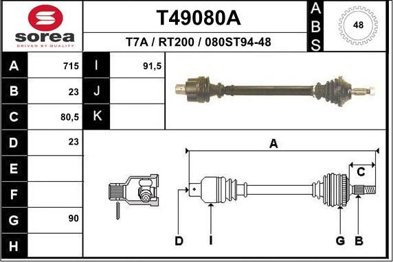 EAI T49080A - Arbre de transmission cwaw.fr