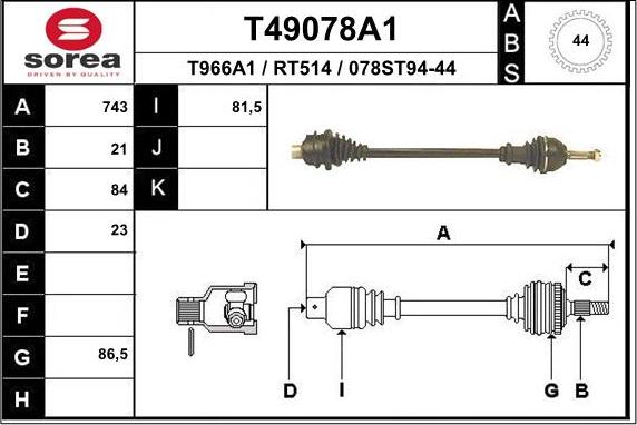 EAI T49078A1 - Arbre de transmission cwaw.fr