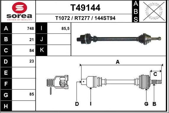 EAI T49144 - Arbre de transmission cwaw.fr