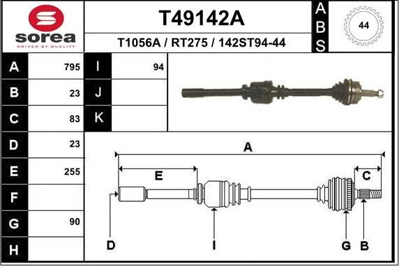 EAI T49142A - Arbre de transmission cwaw.fr