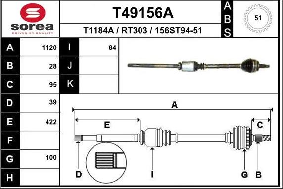 EAI T49156A - Arbre de transmission cwaw.fr