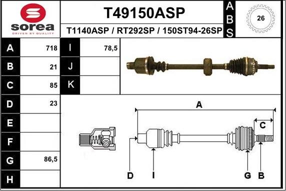 EAI T49150ASP - Arbre de transmission cwaw.fr