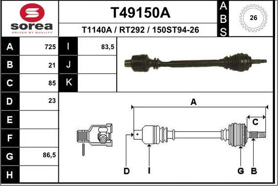 EAI T49150A - Arbre de transmission cwaw.fr