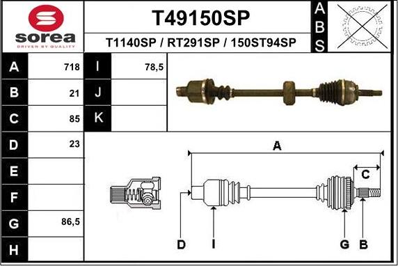 EAI T49150SP - Arbre de transmission cwaw.fr