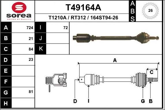 EAI T49164A - Arbre de transmission cwaw.fr